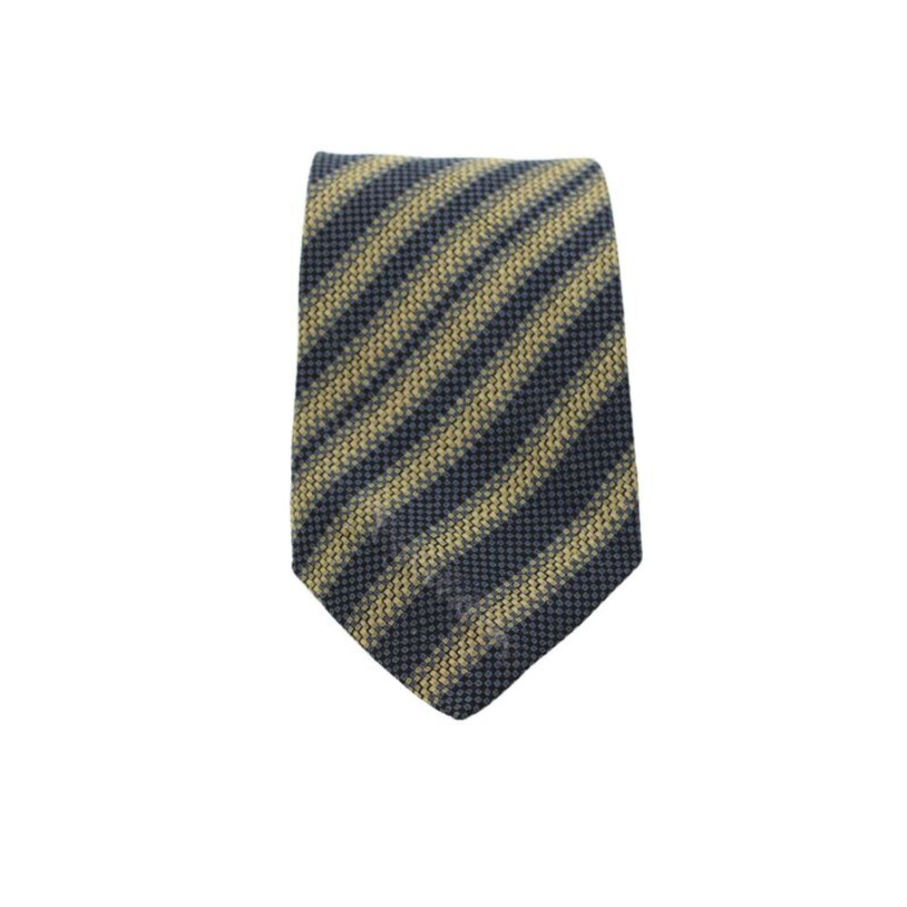 Barneys New York Mens Silk Classic Striped Shirt Tie Yellow Blue 56in.